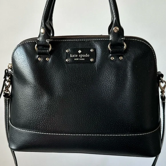 KATE SPADE NEW YORK Wellesley Leather Satchel Purse Crossbody/Black~Orig.$335! - Picture 6 of 17